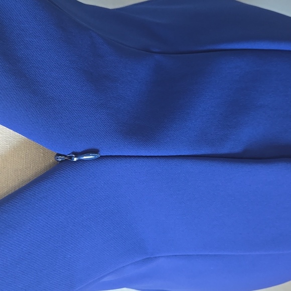 ZARA WOMAN Royal Blue Mini Dress Back Zip Sleeveless Deep V Neck & Back Sz Large - Picture 8 of 14